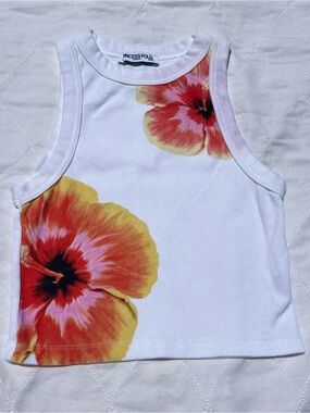 Princess Polly White Tank with Bold Floral Print